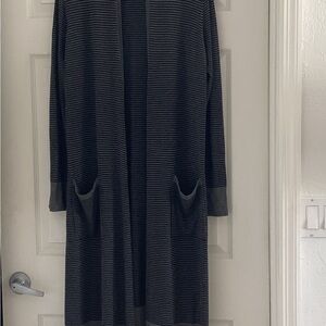 Eileen Fisher Charcoal and Black Striped Cardigan